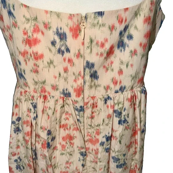 NEW Rebecca Taylor Long Emma Dress Size 8 Floral Maxi Cream Blush Blue Pockets - Picture 10 of 12